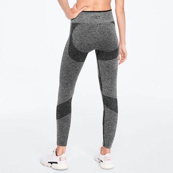 VS PINK Seamless Black Marl Long Sleeve Workout Top & Tight Set XS - Picture 4 of 6